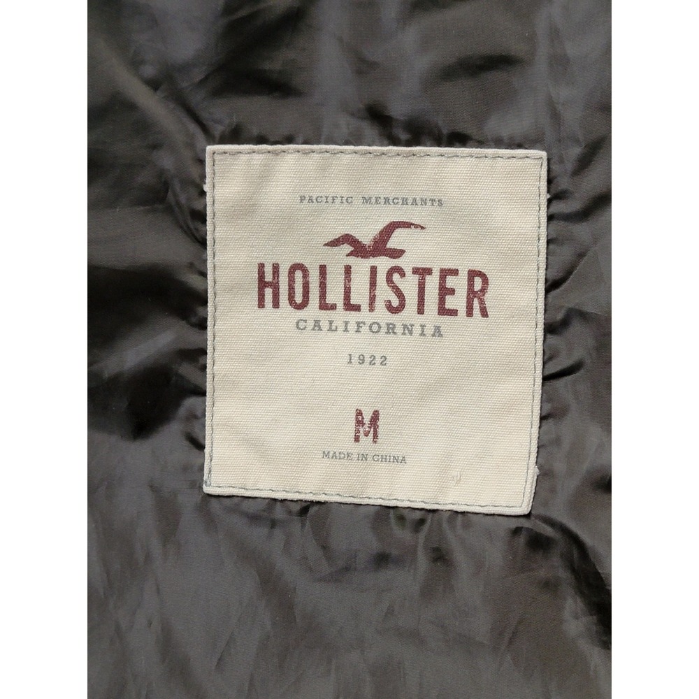 Hollister Diamond Quilted Puffer Jacket Mens Medium Navy Lined Hooded Full Zip - Picture 6 of 9